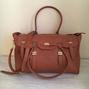 Sole Society Faux Leather Weekend Satchel - Brown